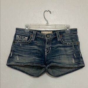 Big Star Liv Denim Blue Distressed Ripped Shorts Boho Modern Resort Beach Casual